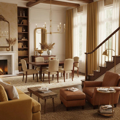 Classic chandelier light in antique brass with a candle-style design, featuring a flexible drop height, perfect for enhancing the elegance of dining rooms and entryways. 6