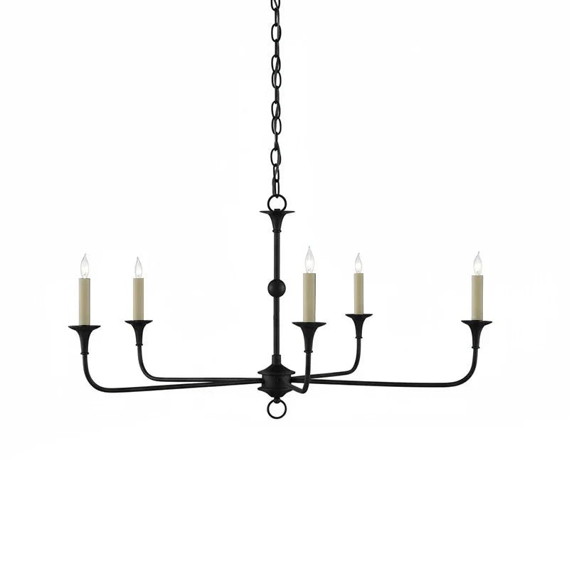 Classic chandelier light in antique brass with a candle-style design, featuring a flexible drop height, perfect for enhancing the elegance of dining rooms and entryways. 12