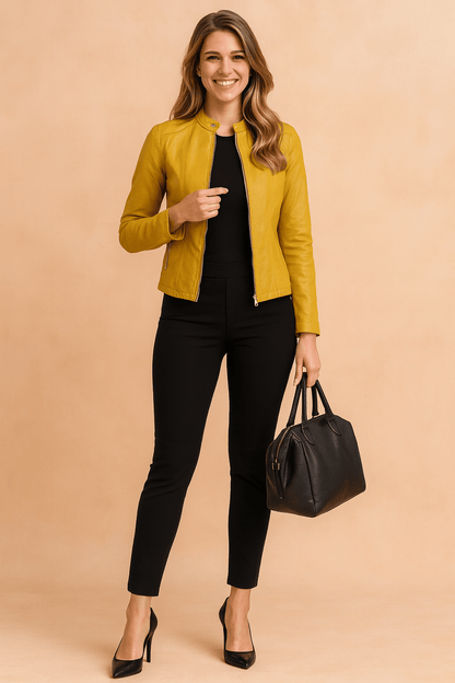 Classic women's jacket featuring a minimalist design, slim cut, and timeless elegance, perfect for versatile styling in any wardrobe. 4
