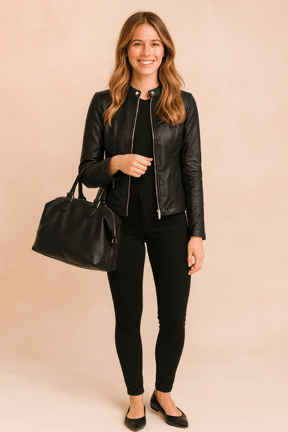 Classic women's jacket featuring a minimalist design, slim cut, and timeless elegance, perfect for versatile styling in any wardrobe. 0