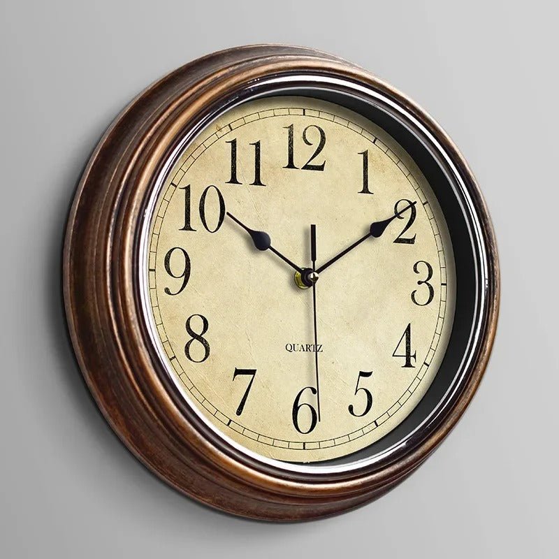 Classic wooden wall clock with an elegant design, featuring a vintage finish and Roman numerals, perfect for enhancing any interior décor. 0