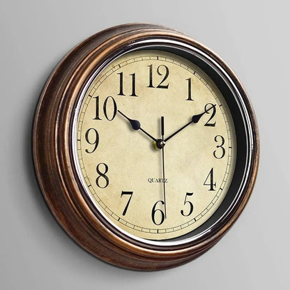 Classic wooden wall clock with an elegant design, featuring a vintage finish and Roman numerals, perfect for enhancing any interior décor. 0