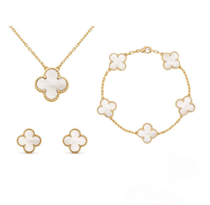 Clover jewelry set featuring an elegant design for modern women, crafted from durable metals and plastics, perfect for adding a stylish touch to any outfit. 0