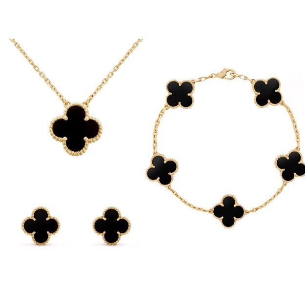 Clover jewelry set featuring an elegant design for modern women, crafted from durable metals and plastics, perfect for adding a stylish touch to any outfit. 2