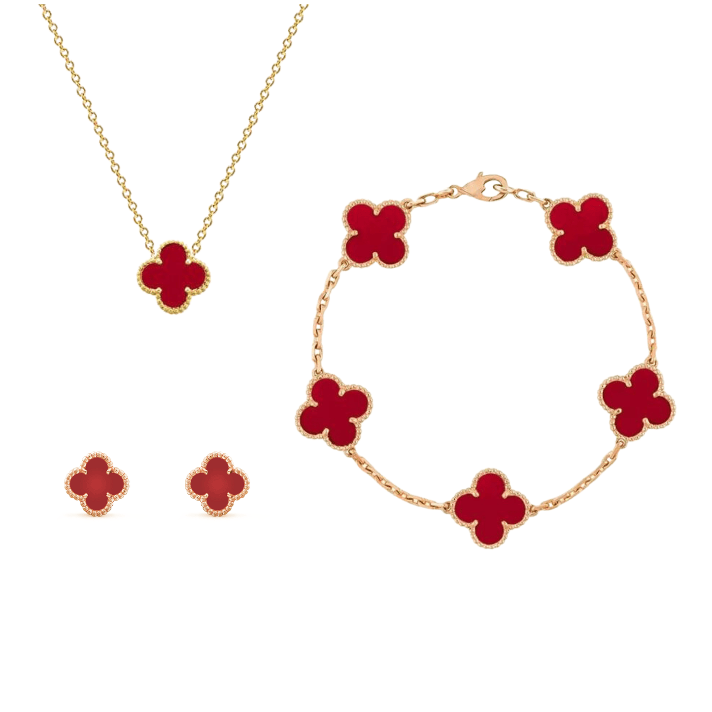 Clover jewelry set featuring an elegant design for modern women, crafted from durable metals and plastics, perfect for adding a stylish touch to any outfit. 3