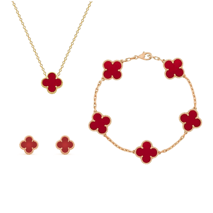 Clover jewelry set featuring an elegant design for modern women, crafted from durable metals and plastics, perfect for adding a stylish touch to any outfit. 3