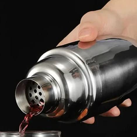 Cocktail shaker set with stand featuring 10-piece stainless steel bar tools in four elegant finishes, perfect for home bartending and cocktail enthusiasts. 6