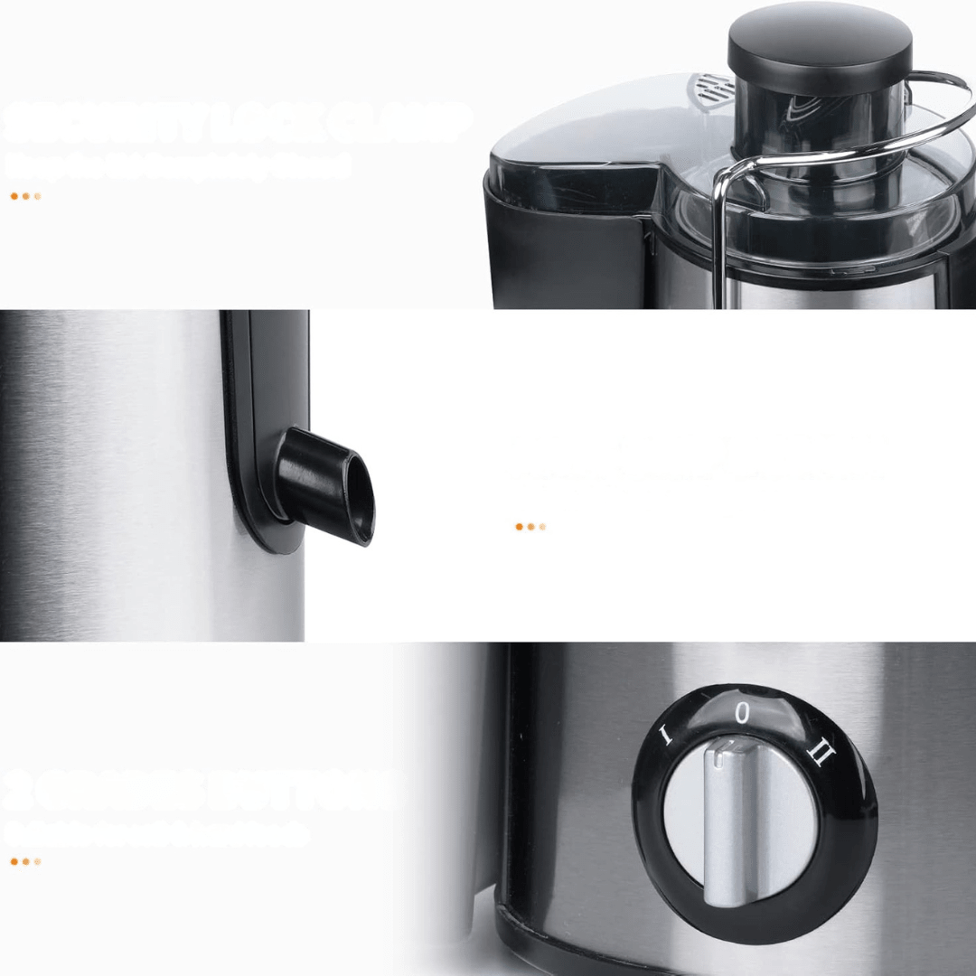 Cold Press Juicer Machine with 3-Speed Settings – Stainless Steel, High Juice Yield, Easy Clean