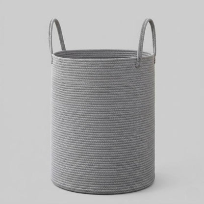 Collapsible laundry basket with a 58L capacity featuring a stylish woven cotton design in natural and black, ideal for laundry and toy storage. 9