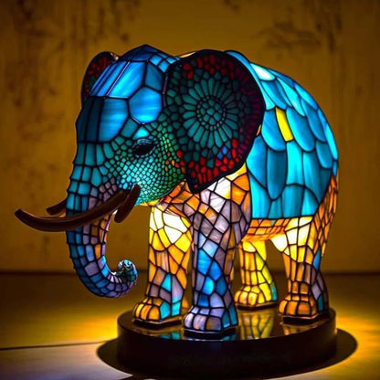 Colorful Animal Night Lamp featuring a beautiful stained glass design, perfect for creating a cozy home ambiance as a decorative night light. 6