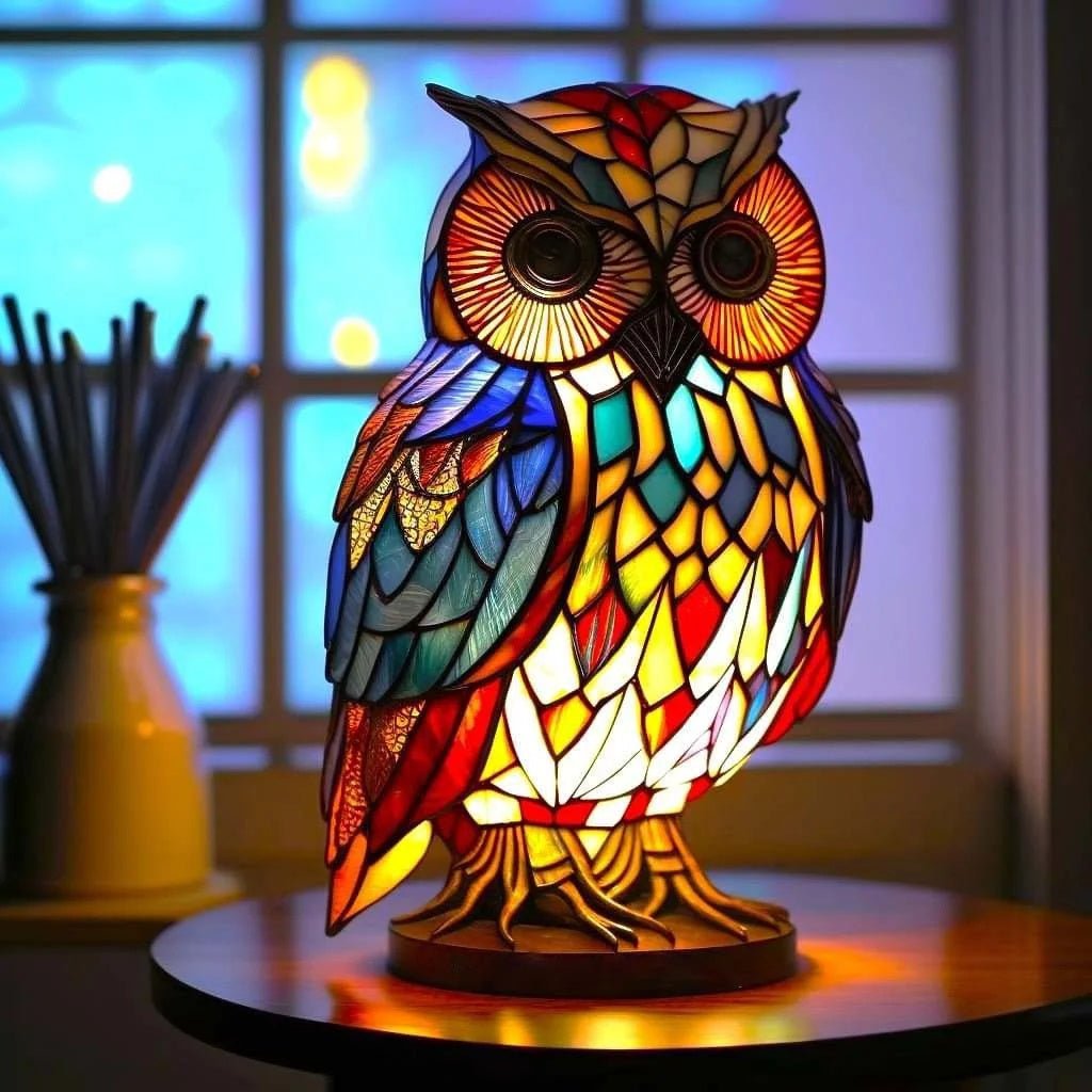 Colorful Animal Night Lamp featuring a beautiful stained glass design, perfect for creating a cozy home ambiance as a decorative night light. 7