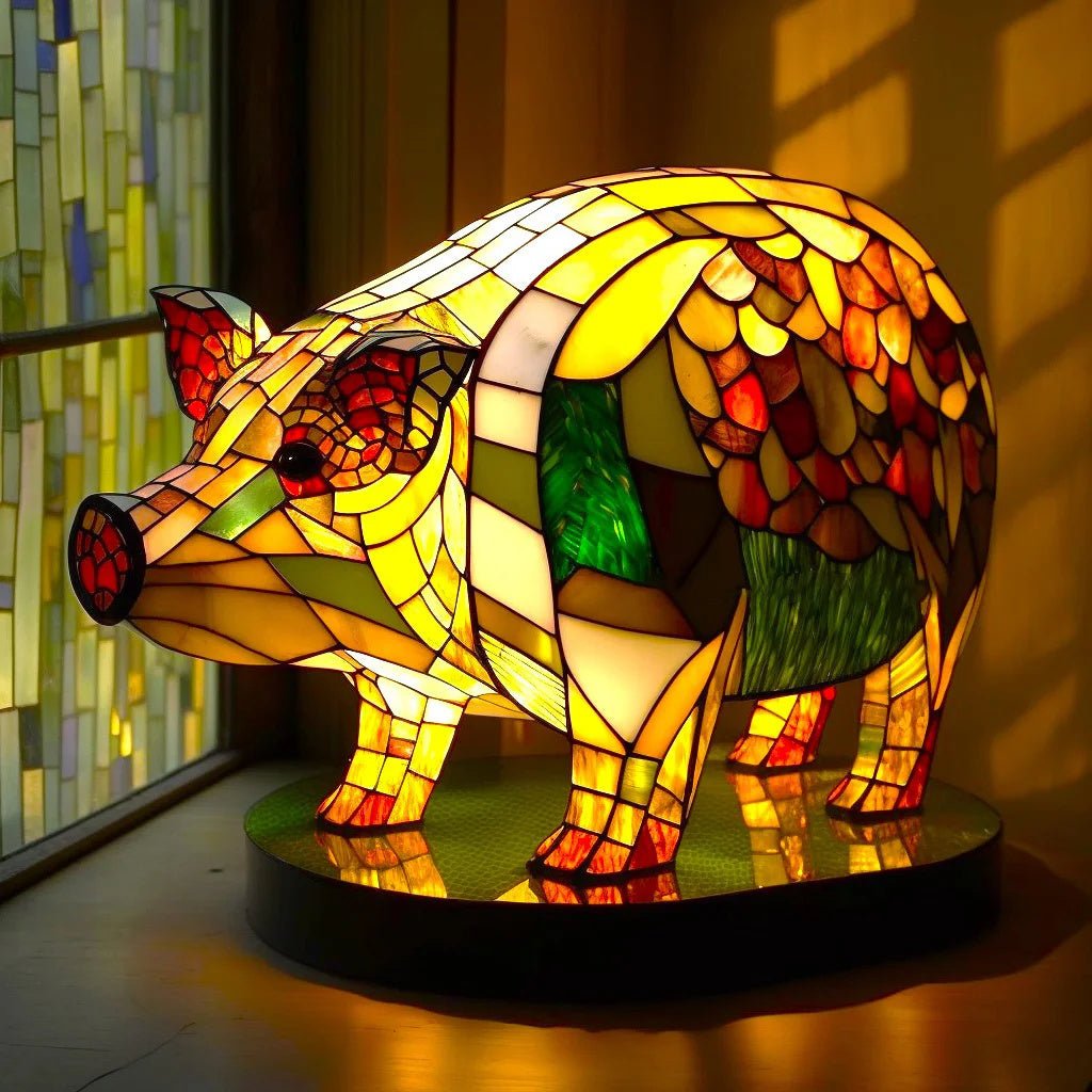 Colorful Animal Night Lamp featuring a beautiful stained glass design, perfect for creating a cozy home ambiance as a decorative night light. 2