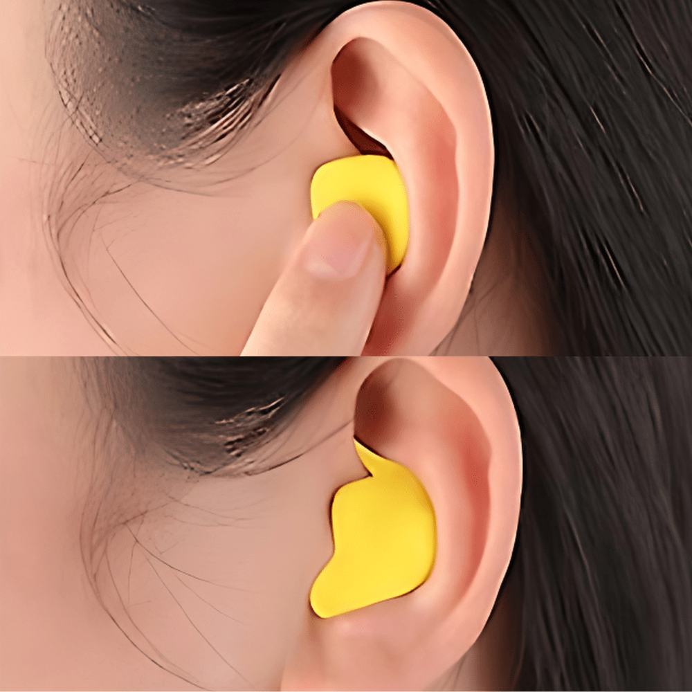 Comfort In-Ear Headphones featuring a hypoallergenic, waterproof design, ergonomic fit, and noise suppression technology, perfect for sleep, travel, and sports 6