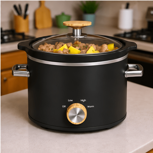 Compact 2 Qt Slow Cooker with Removable Ceramic Pot and Manual Heat Settings