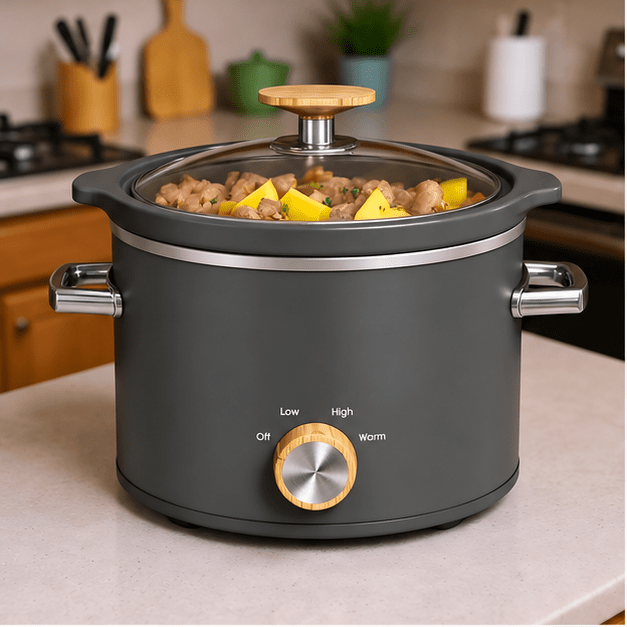 Compact 2 Qt Slow Cooker with Removable Ceramic Pot and Manual Heat Settings