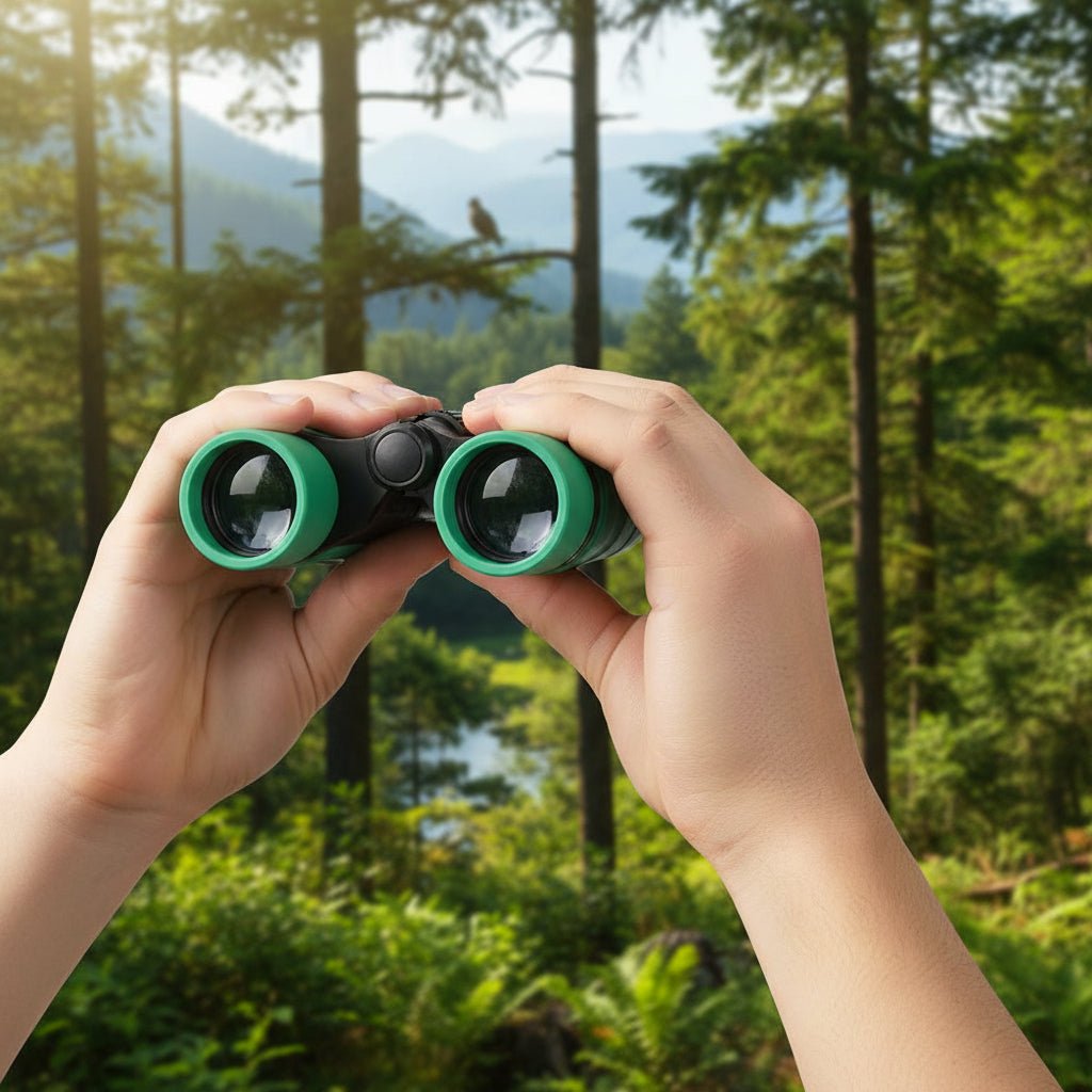 Compact binoculars 4x30 with center focus, featuring a lightweight, rubber-coated design ideal for bird watching and outdoor activities. 8