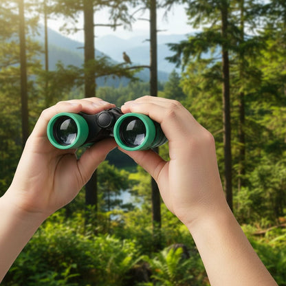 Compact binoculars 4x30 with center focus, featuring a lightweight, rubber-coated design ideal for bird watching and outdoor activities. 8