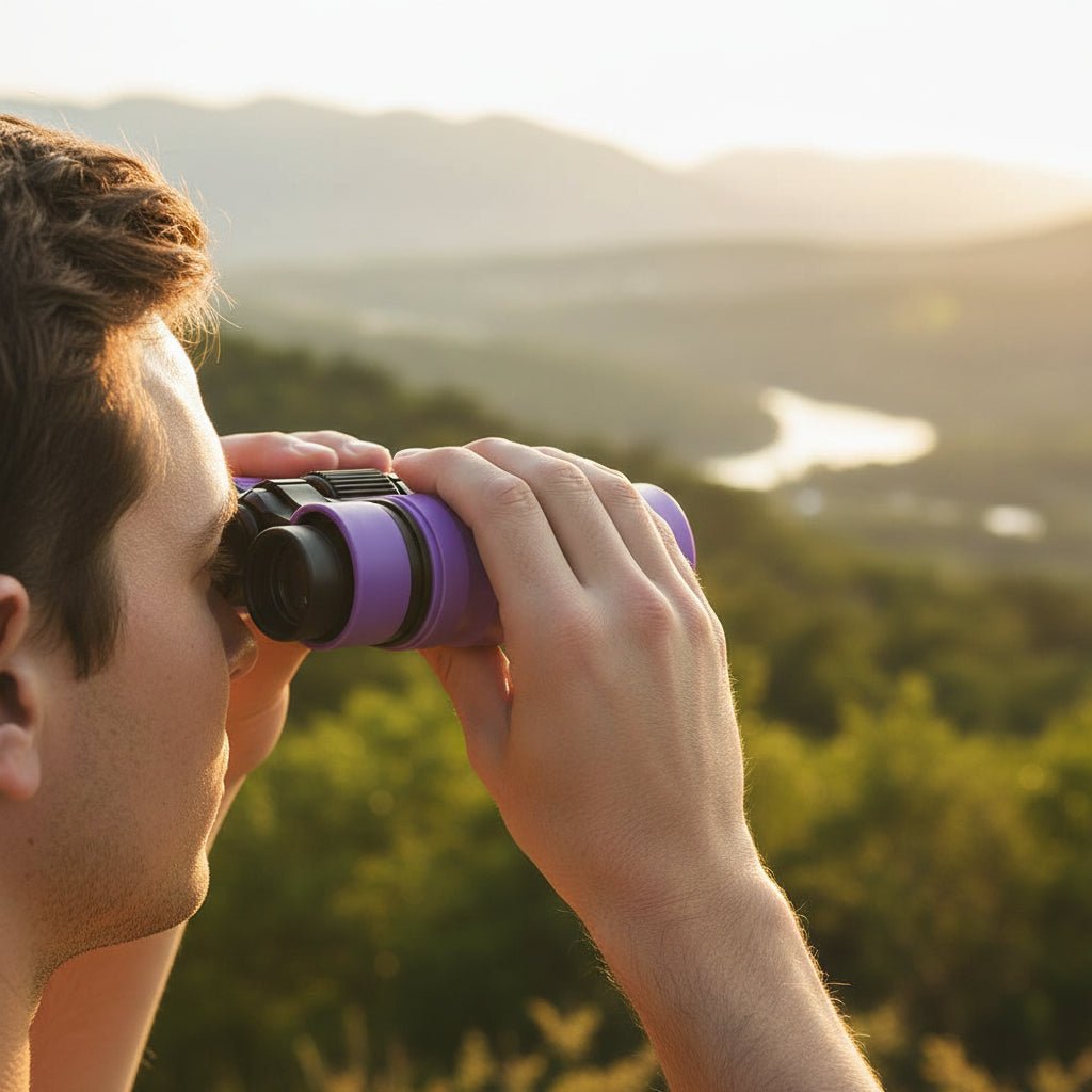 Compact binoculars 4x30 with center focus, featuring a lightweight, rubber-coated design ideal for bird watching and outdoor activities. 6