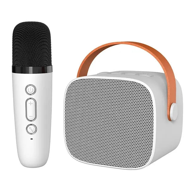 Compact Bluetooth karaoke device featuring TF card support, designed as a portable ABS music speaker for home entertainment, perfect for singing and enjoying music anywhere. 3