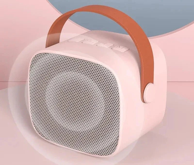 Compact Bluetooth karaoke device featuring TF card support, designed as a portable ABS music speaker for home entertainment, perfect for singing and enjoying music anywhere. 2
