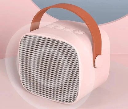 Compact Bluetooth karaoke device featuring TF card support, designed as a portable ABS music speaker for home entertainment, perfect for singing and enjoying music anywhere. 2