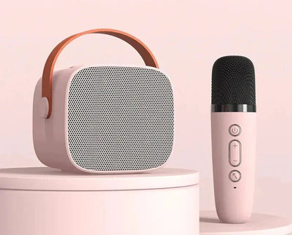 Compact Bluetooth karaoke device featuring TF card support, designed as a portable ABS music speaker for home entertainment, perfect for singing and enjoying music anywhere. 5