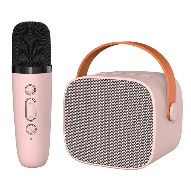 Compact Bluetooth karaoke device featuring TF card support, designed as a portable ABS music speaker for home entertainment, perfect for singing and enjoying music anywhere. 0