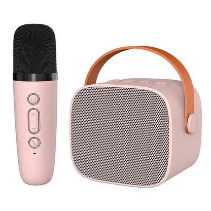 Compact Bluetooth karaoke device featuring TF card support, designed as a portable ABS music speaker for home entertainment, perfect for singing and enjoying music anywhere. 0