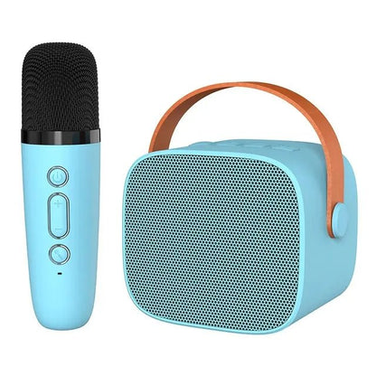 Compact Bluetooth karaoke device featuring TF card support, designed as a portable ABS music speaker for home entertainment, perfect for singing and enjoying music anywhere. 4