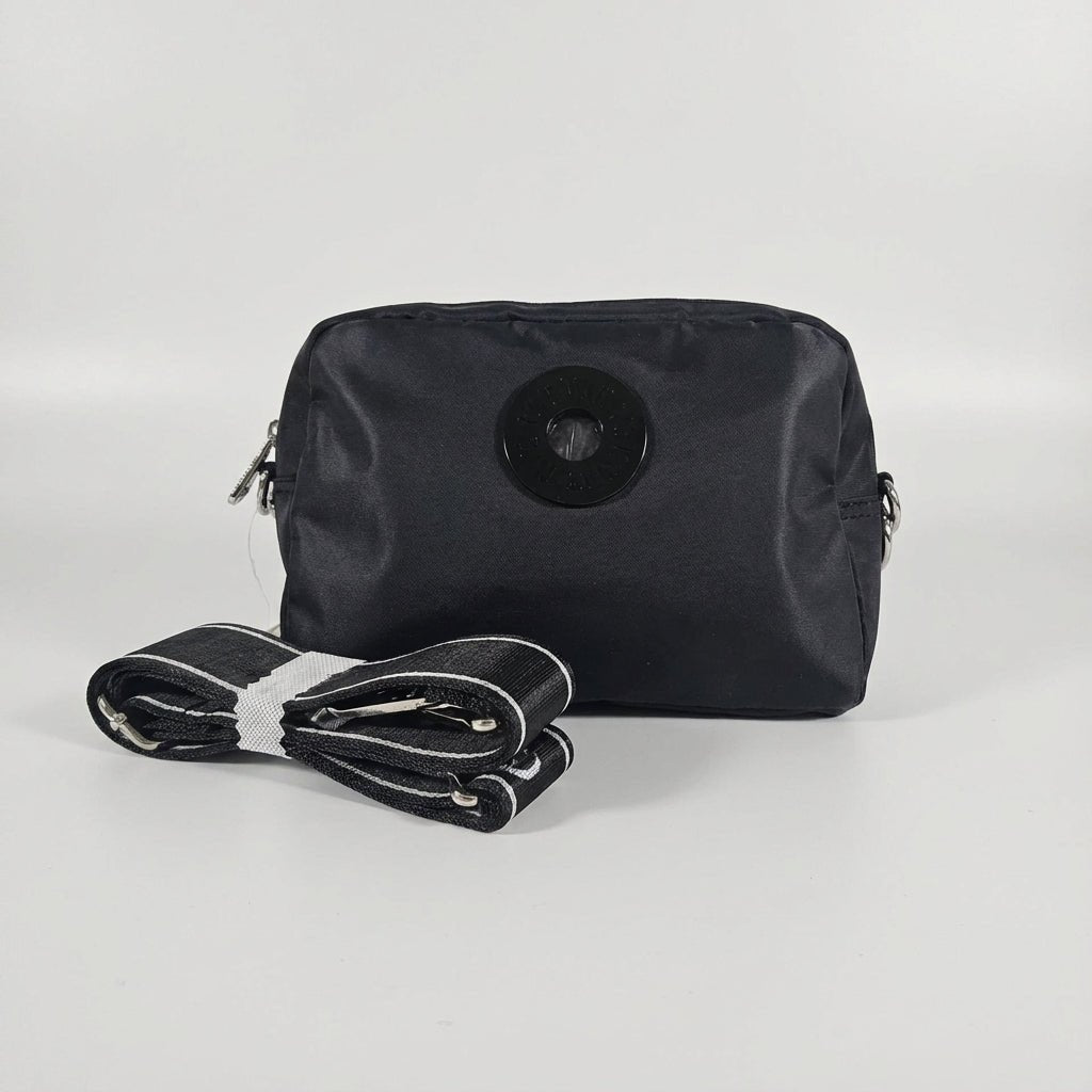 Compact Crossbody Bag with Water-Repellent Nylon and Adjustable Strap – Black Travel Bag for Women 1