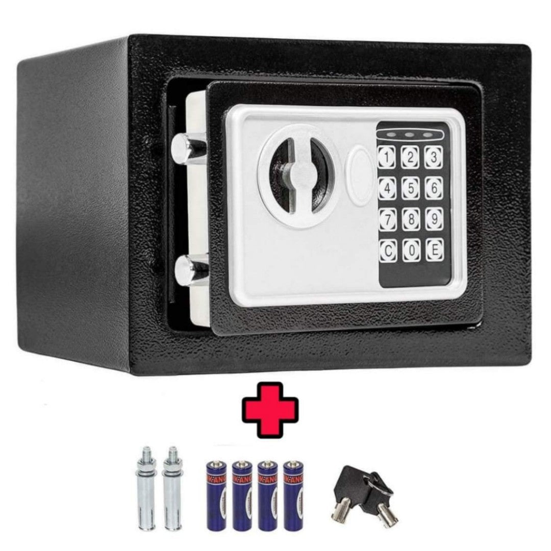 Compact Digital Safe with PIN Code and Key Lock – Durable Iron Security Box for Home and Office 0