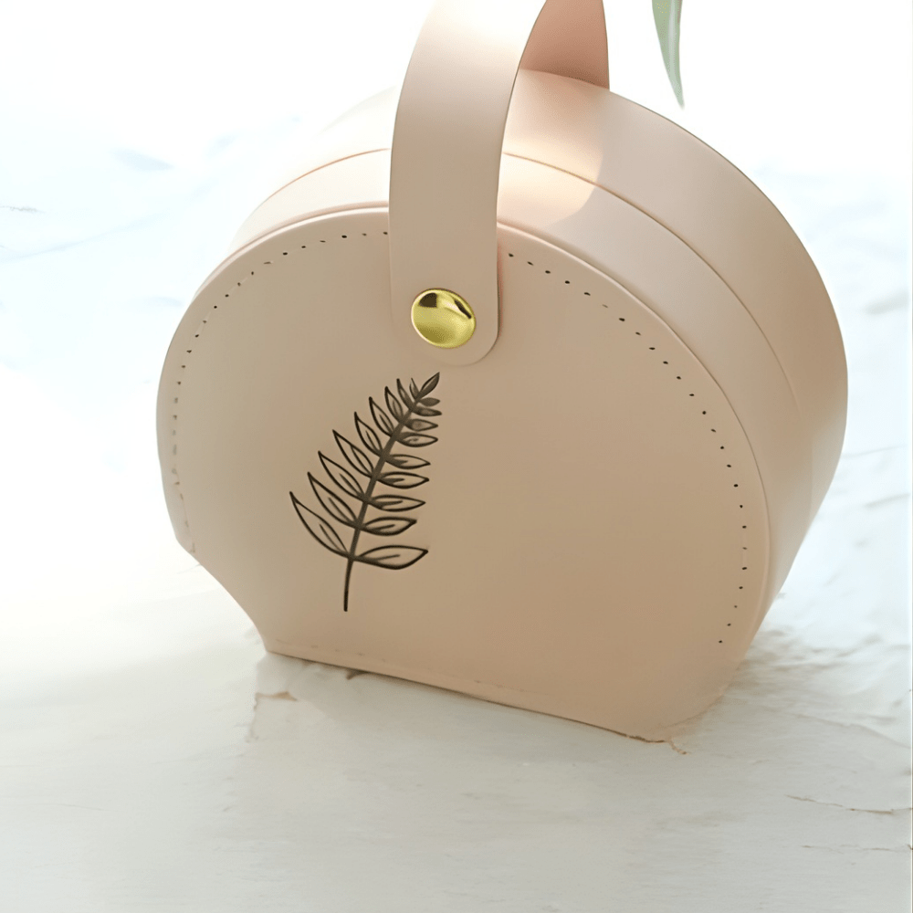 Compact jewelry box organizer made of travel-friendly PU leather, featuring a personalized name, perfect for keeping your accessories tidy and stylish on the go. 0