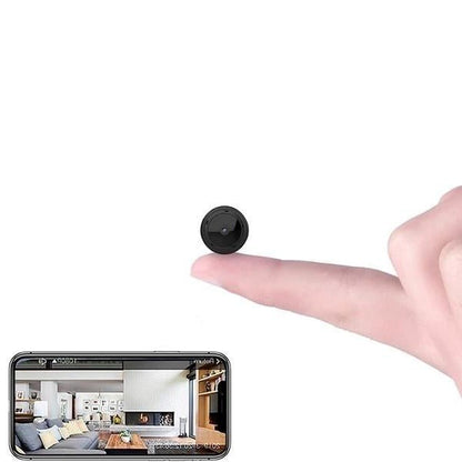 Compact Mini WiFi Camera in sleek design, featuring Full HD resolution, 150-degree wide viewing angle, and loop recording capability for enhanced home security. 0