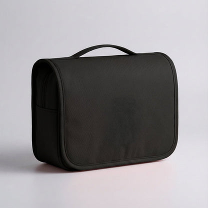 Compact travel toiletry bag featuring waterproof material and multiple organized compartments, perfect for both men and women on-the-go. 5