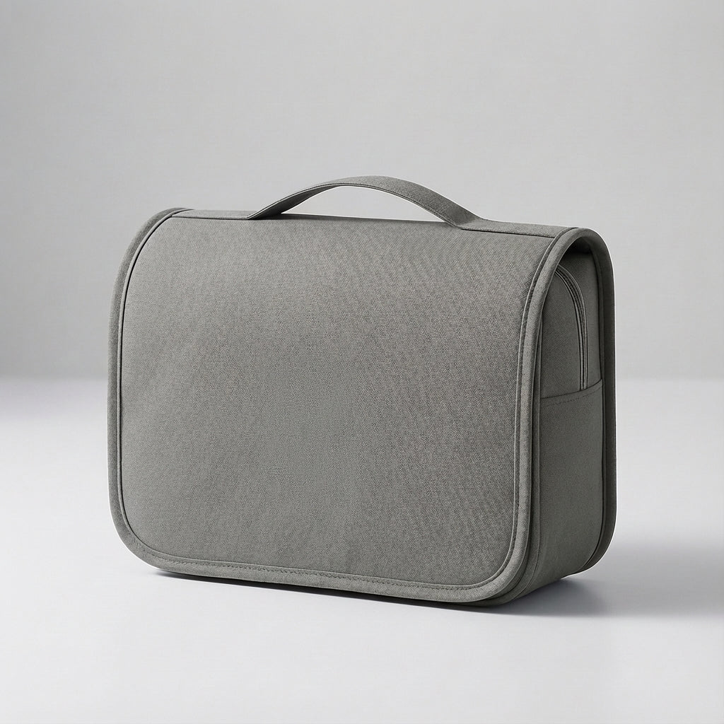 Compact travel toiletry bag featuring waterproof material and multiple organized compartments, perfect for both men and women on-the-go. 2