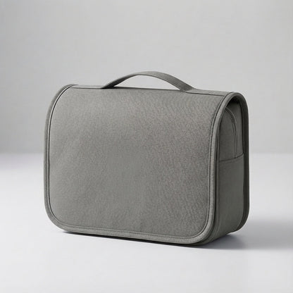 Compact travel toiletry bag featuring waterproof material and multiple organized compartments, perfect for both men and women on-the-go. 2