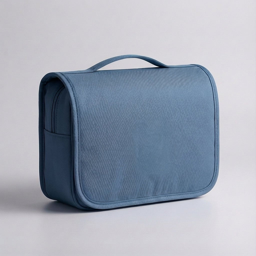 Compact travel toiletry bag featuring waterproof material and multiple organized compartments, perfect for both men and women on-the-go. 7