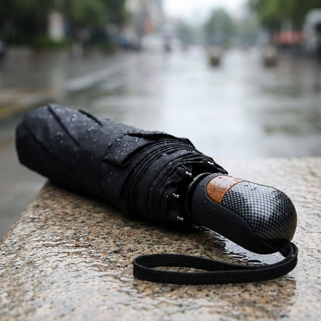 Compact Travel Umbrella with Wind-Resistant 9-Rib Frame and 99 cm Canopy – Lightweight Portable Design 0