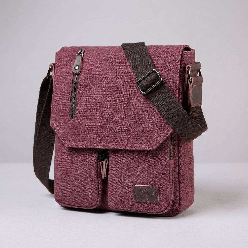 Compact vintage messenger bag made of durable canvas and PU leather, featuring an adjustable strap and a secure anti-theft pocket for added safety and style. 5
