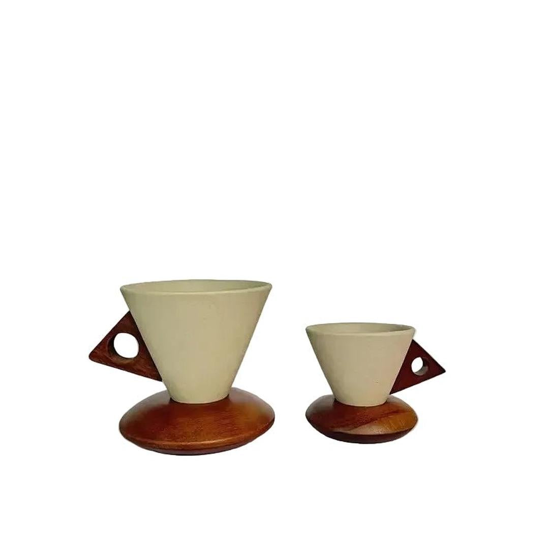 Conical Coffee Cup and Coaster Kitchen Set