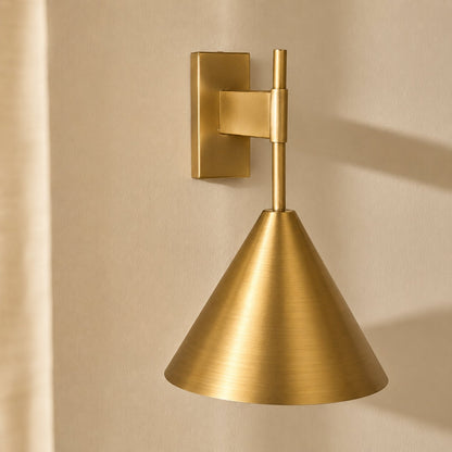 Copper wall lamp featuring a sleek conical shade, available in elegant gold or black finishes, perfect for contemporary home decor. 8