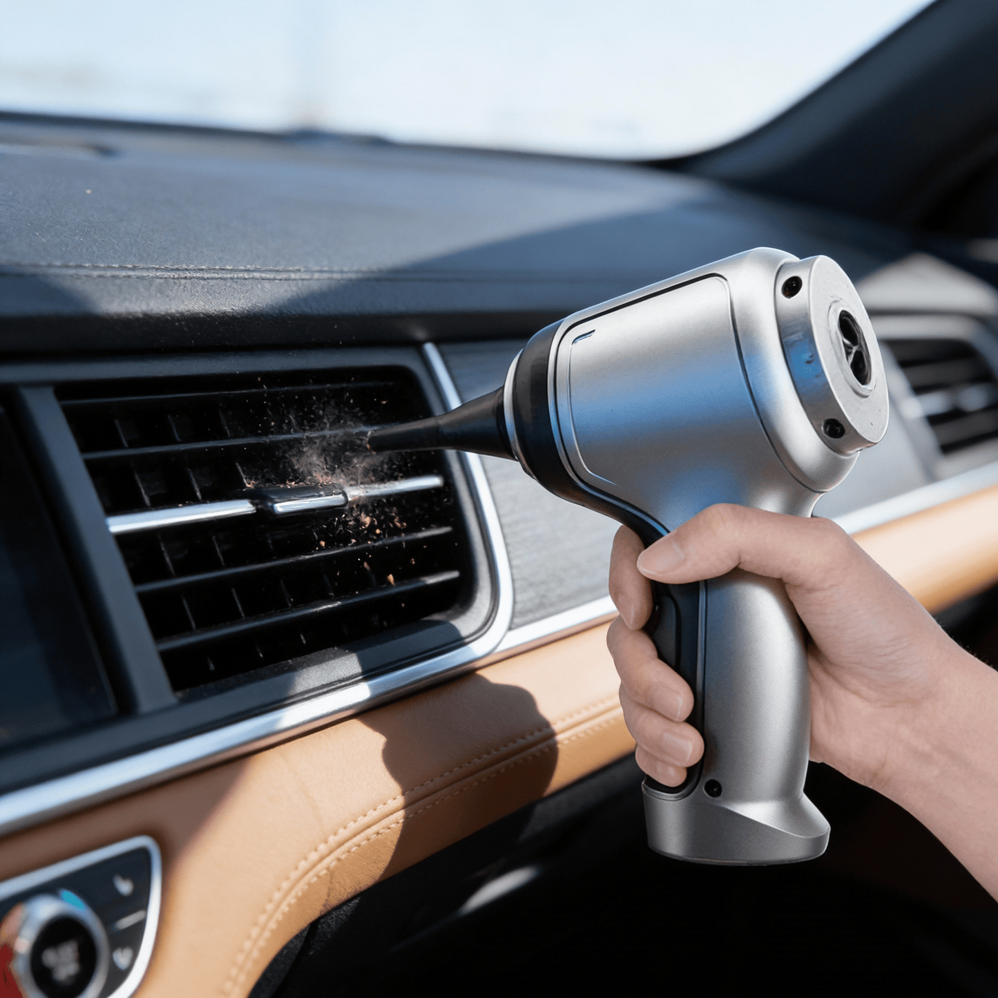 Cordless car vacuum cleaner featuring strong suction power, a rechargeable battery, and a lightweight handheld portable design, ideal for efficient cleaning of vehicles and tight spaces 1