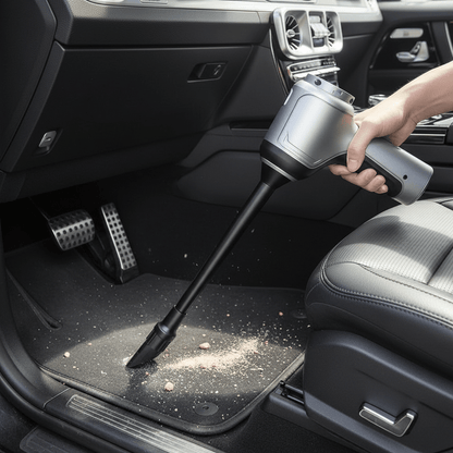 Cordless car vacuum cleaner featuring strong suction power, a rechargeable battery, and a lightweight handheld portable design, ideal for efficient cleaning of vehicles and tight spaces 6