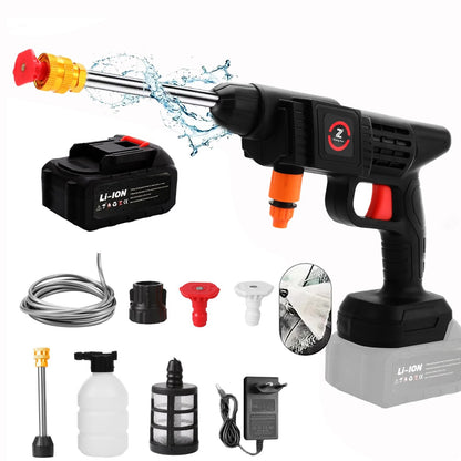 Cordless high-pressure cleaner featuring an adjustable nozzle, designed for versatile outdoor cleaning, powered by a lithium battery for convenience and portability. 9