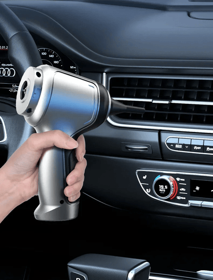 Cordless vacuum cleaner featuring 95000 Pa suction power, designed for lightweight dual use in home and car cleaning, showcasing its sleek design and versatility. 1