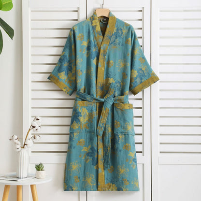 Cotton Bathrobe with Vintage Print – Lightweight, Breathable Womens Dressing Gown 3