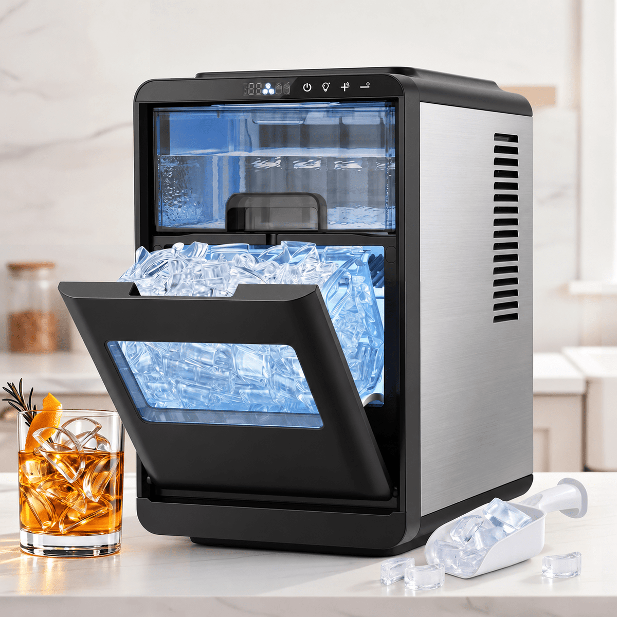 Countertop Ice Maker Machine with Adjustable Thickness