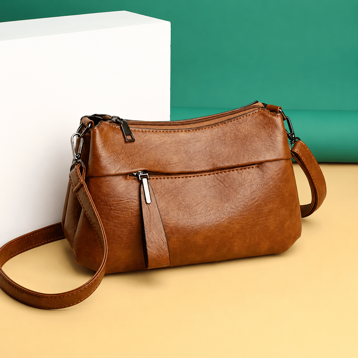 Lightweight crossbody bag for women featuring smart compartments and an adjustable strap, perfect for everyday use. 0