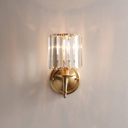 Elegant silver metal wall lamp with crystal accents, featuring diffused lighting for a soft ambiance, perfect for home decor. 3
