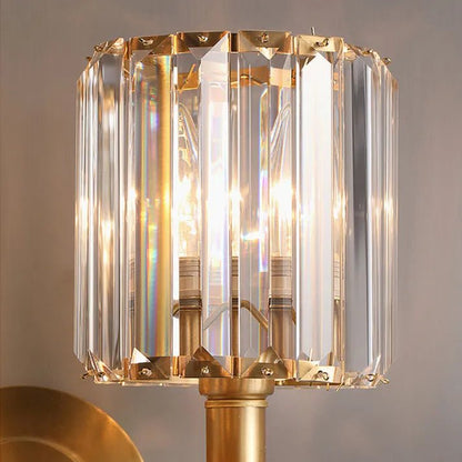 Elegant silver metal wall lamp with crystal accents, featuring diffused lighting for a soft ambiance, perfect for home decor. 1